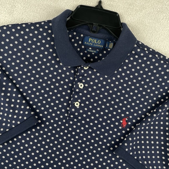 Polo Ralph Lauren Other - Polo Ralph Lauren Shirt Mens Large Blue Iron Cross Pattern AOP Red Pony Preppy